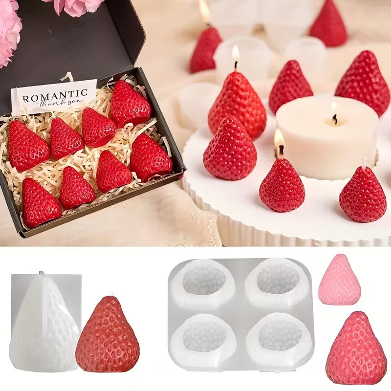 Candle Making Diy - Cetakan Lilin Silikon Bentuk Stroberi untuk